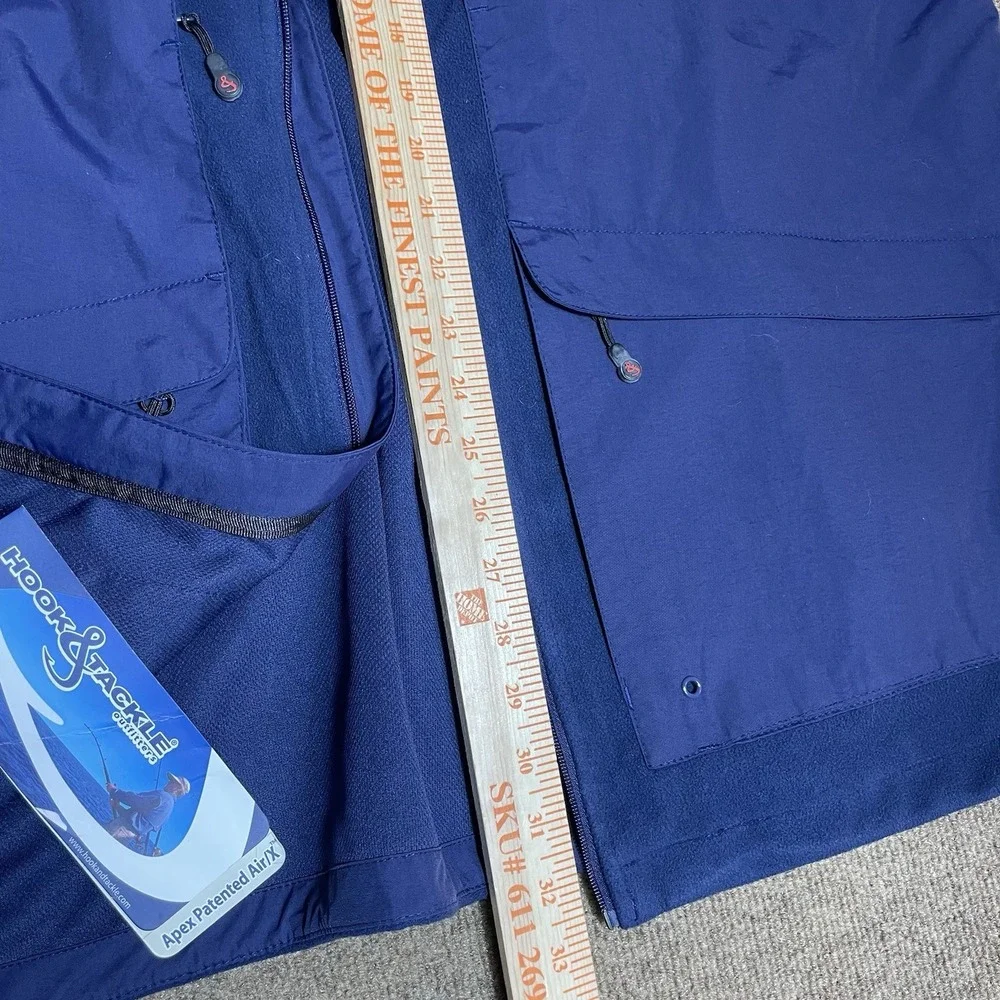 HOOK & TACKLE Air/X Tech Fish Gear Men's XL Blue Jacket‎ Huge Pockets Front